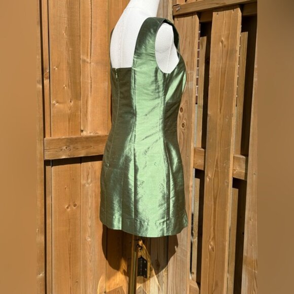 🆕 CULT GAIA 🧿 NWOT Marizia Silk-Dupioni Mini Dress, Calla Lilly Green Sz US 6 - Picture 7 of 16